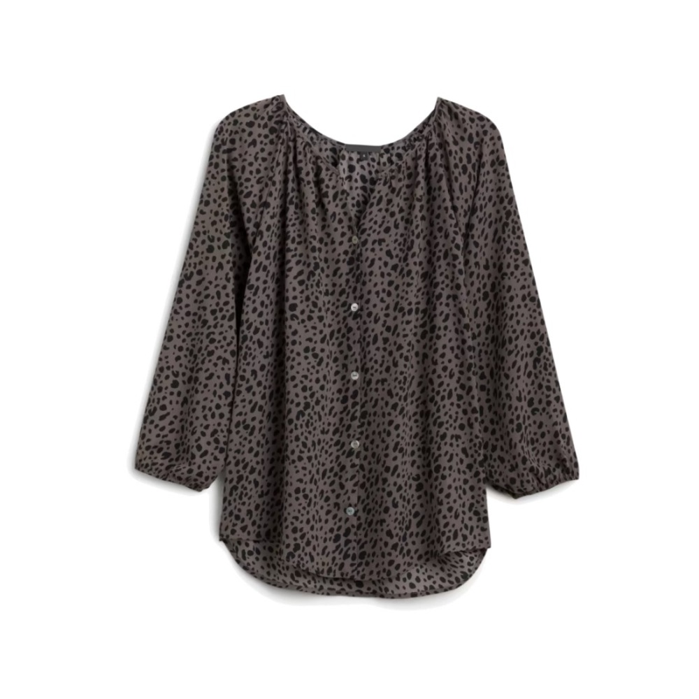 West Kei Stitch Fix Button Down Balloon Sleeve Animal Print Leopard Print Top